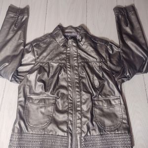 Silver/Gray Last Kiss Faux Leather Jacket Junior Size XL
